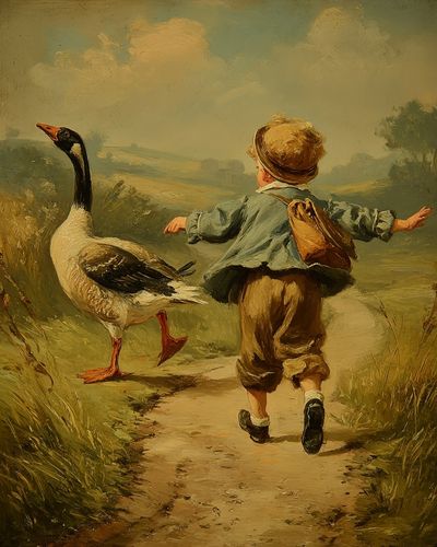 Child with Goose — Vintage Print. poster