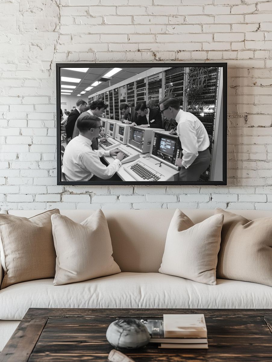 Vintage Computer Lab Photography Poster. room preview