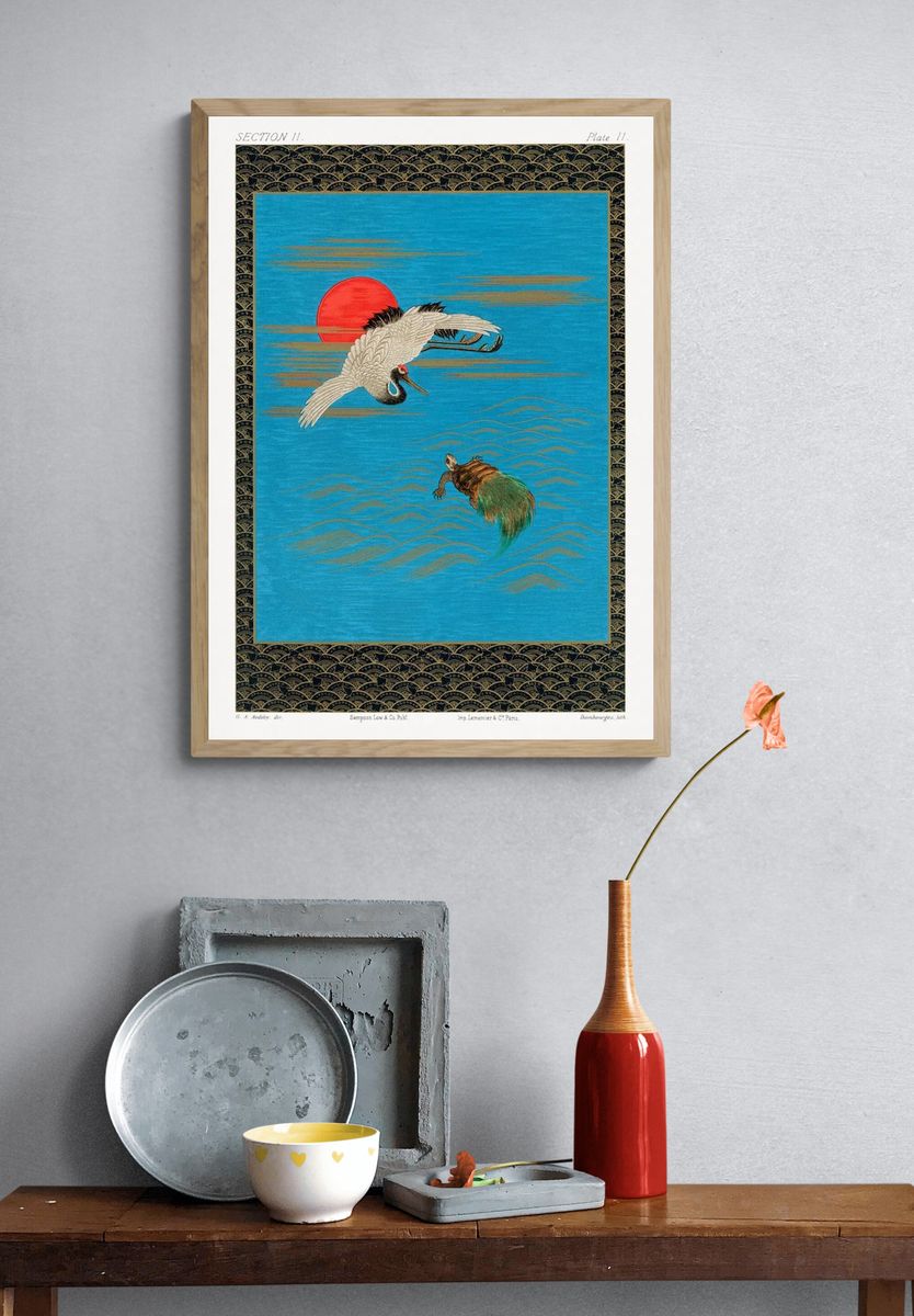 Cranes and Sunset — Vintage Print. — room view 3