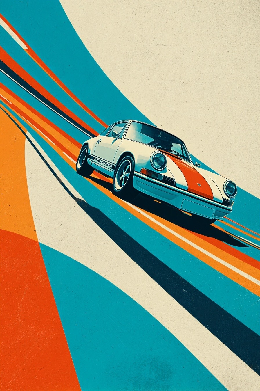 Retro Sports Car — Vintage Print. poster detail