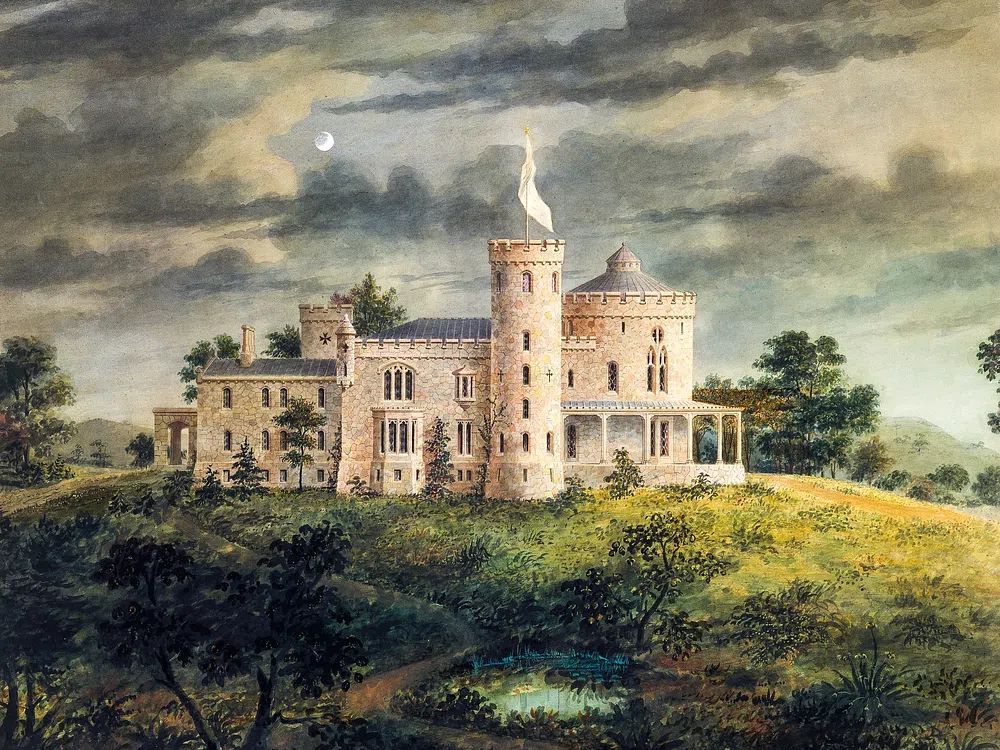 Castle on a Hill — Vintage Print. poster — vintage art
