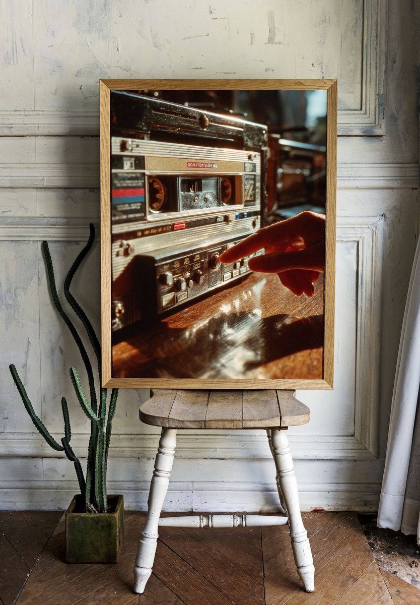 Vintage Cassette Player Poster. — room view 1