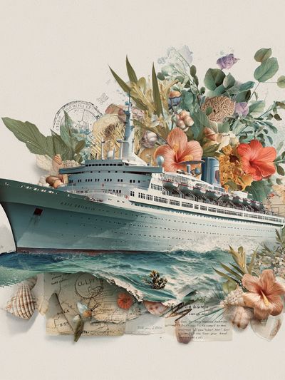 Vintage Cruise Ship — Illustration Print. poster print