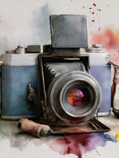 Vintage Camera Watercolor Poster. poster