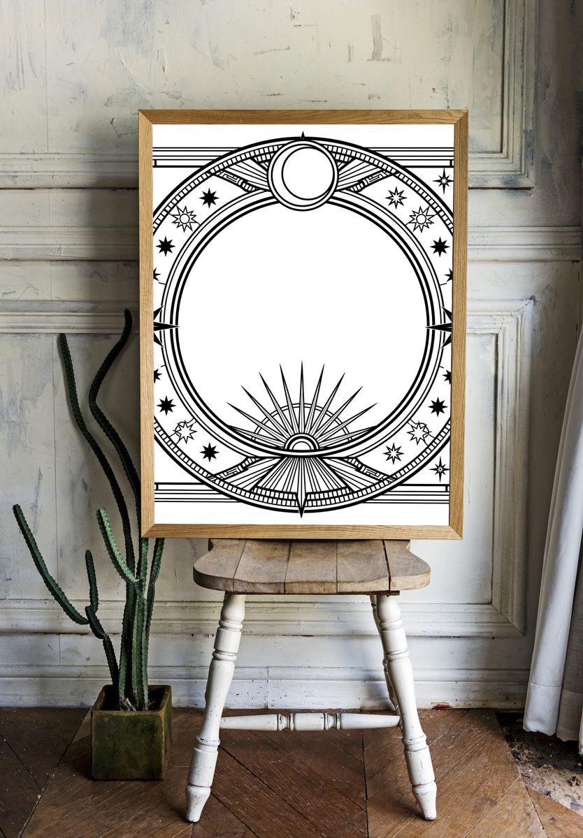 Art Deco Celestial Frame Print. room preview