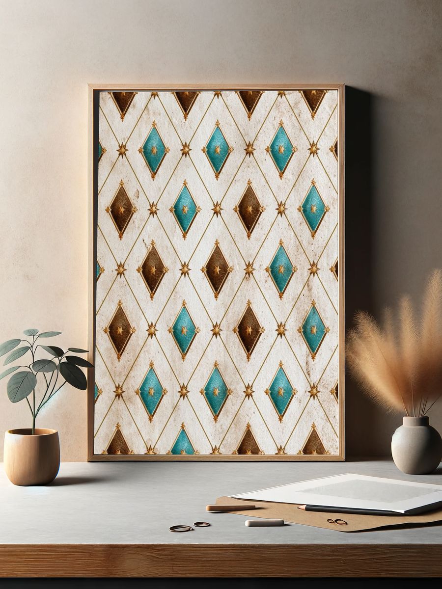 Art Deco Diamond Pattern Poster. — room view 2