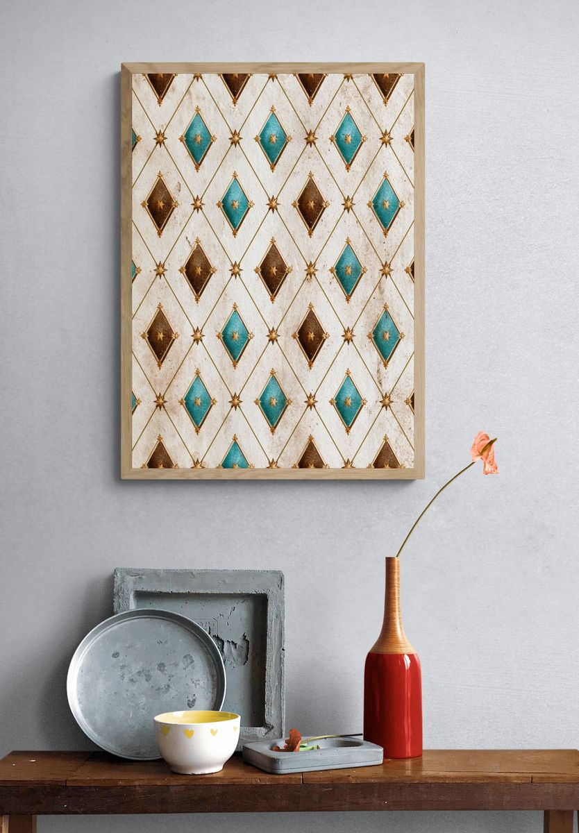 Art Deco Diamond Pattern Poster. — room view 3