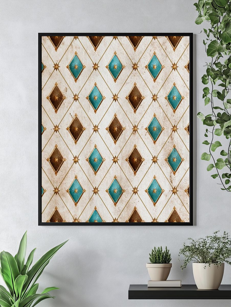 Art Deco Diamond Pattern Poster. — room view 4