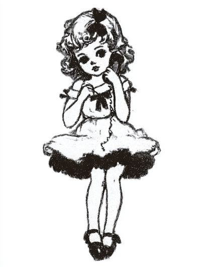 Vintage Doll Illustration Poster. poster print