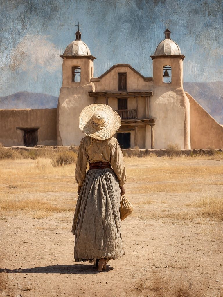 Woman in Desert Landscape — Vintage Print. poster detail