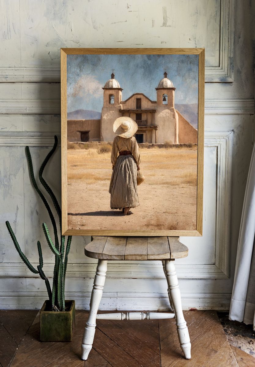 Woman in Desert Landscape — Vintage Print. — room view 1