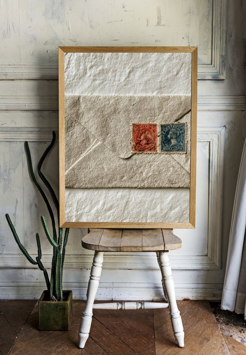 Vintage Envelope Still Life Poster. — room view 1