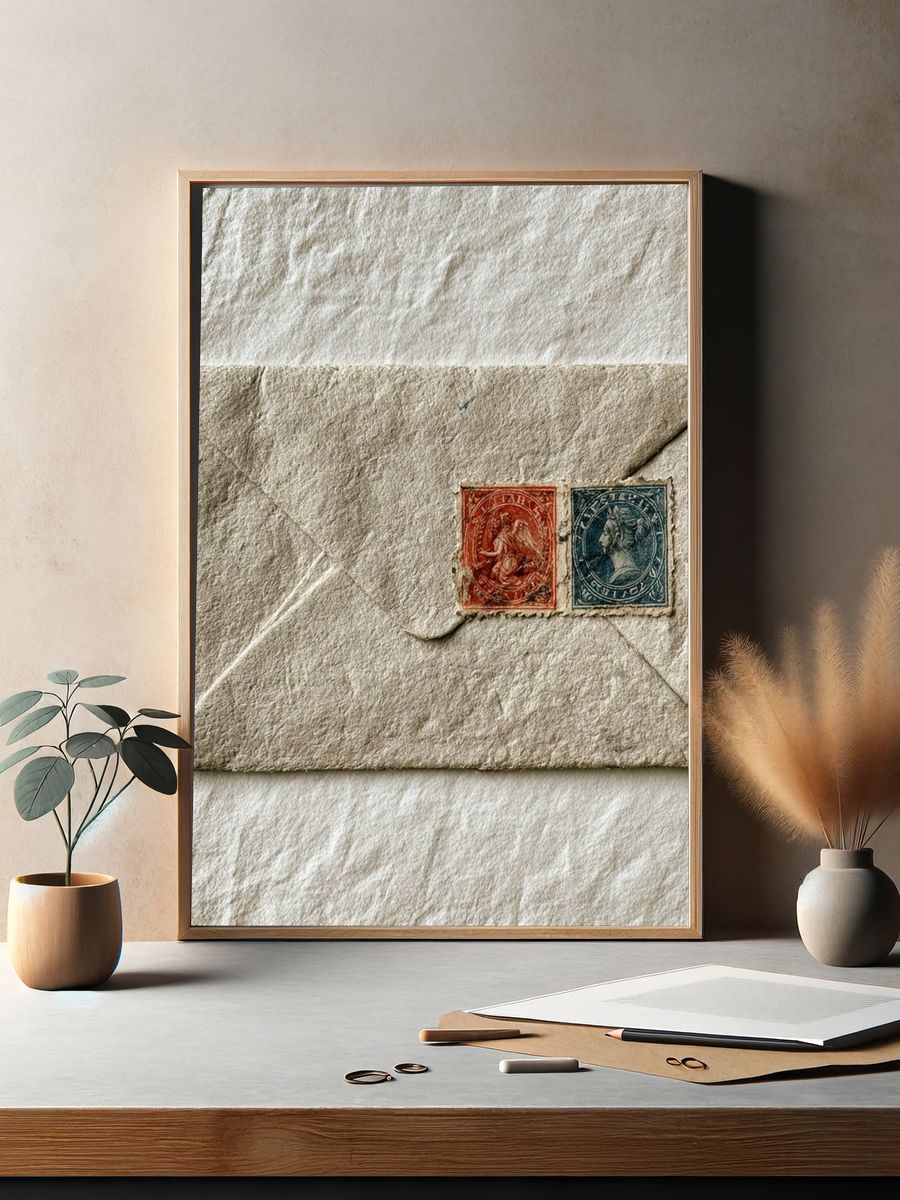 Vintage Envelope Still Life Poster. — room view 2