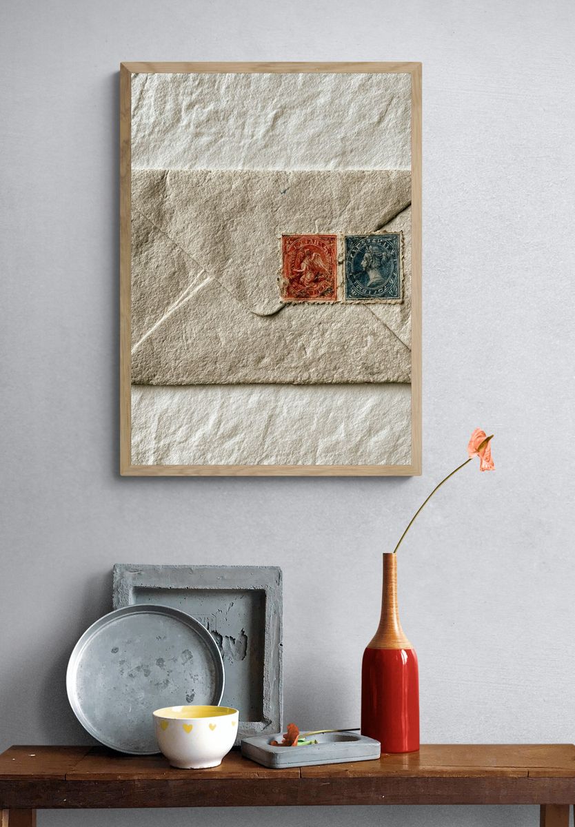 Vintage Envelope Still Life Poster. — room view 3
