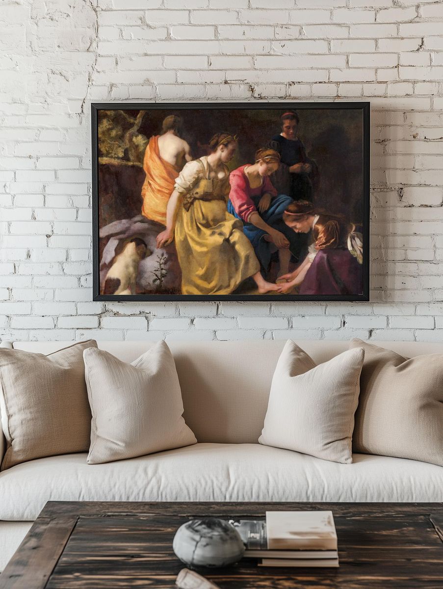 Diana and her Nymphs by Johannes Vermeer (1653) — Art Print room preview