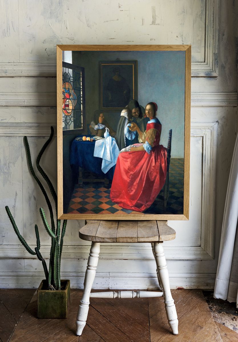 Girl with a Wineglass by Johannes Vermeer (1658) — Art Print room preview