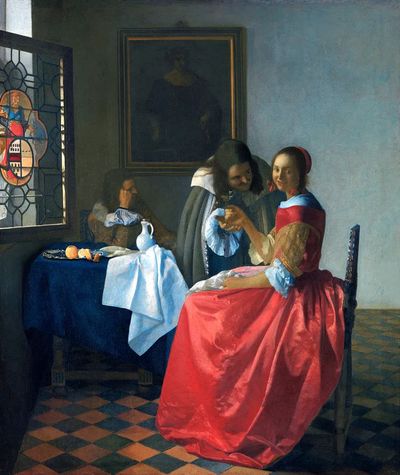 Girl with a Wineglass by Johannes Vermeer (1658) — Art Print. poster print