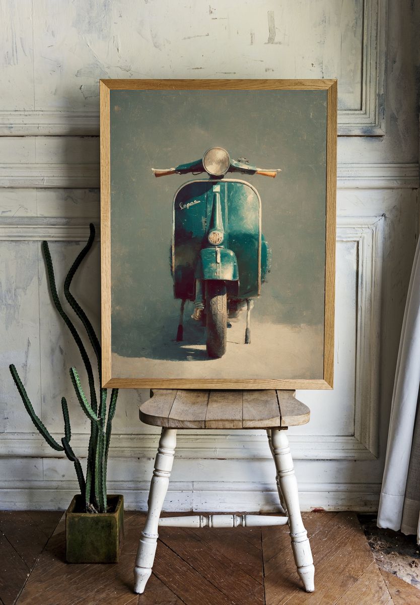Vintage Vespa Scooter Poster. — room view 1