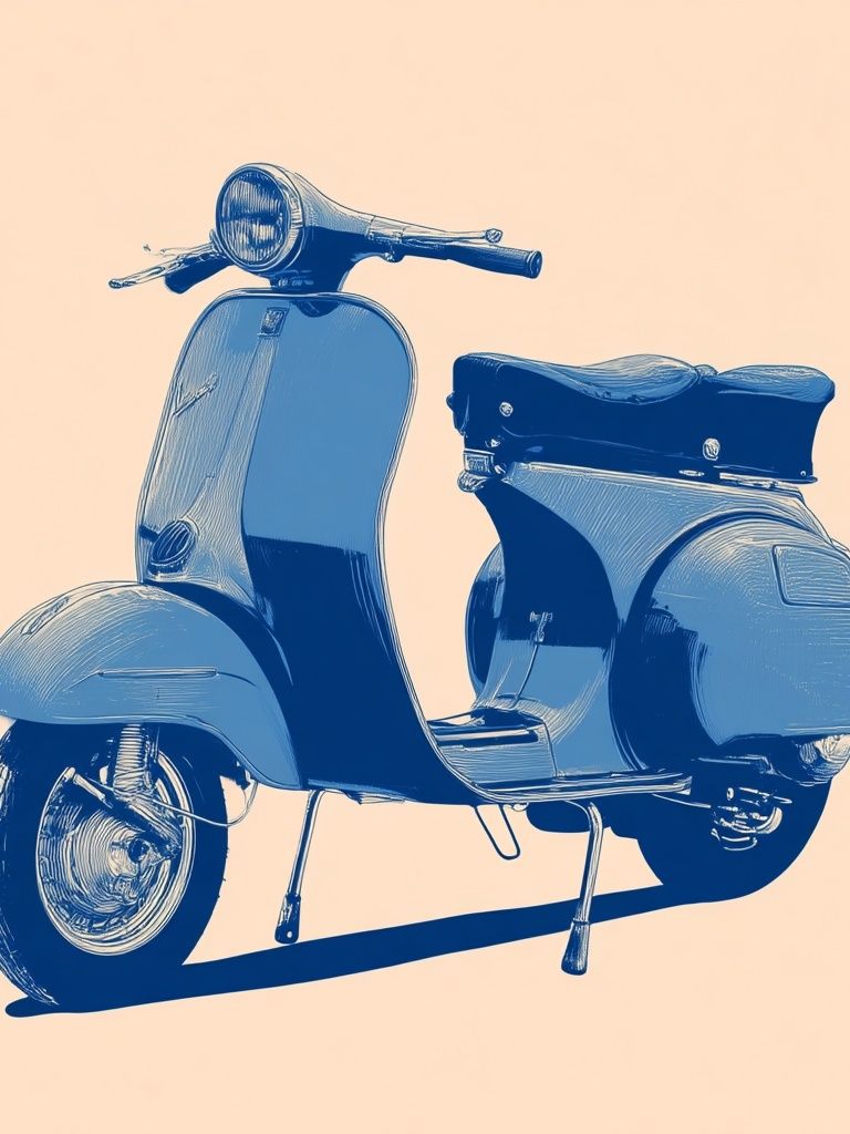 Blue Vespa Vintage Print. poster — vintage art