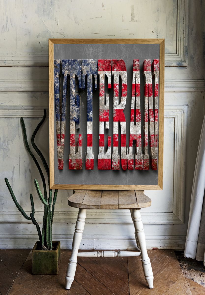 Veteran Typography Poster. room preview