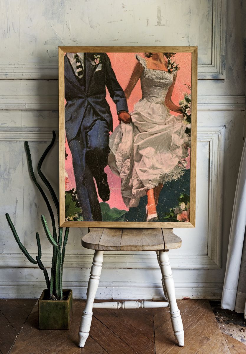 Vintage Wedding Couple Poster. — room view 1