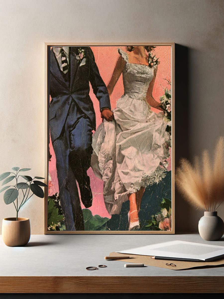 Vintage Wedding Couple Poster. — room view 2