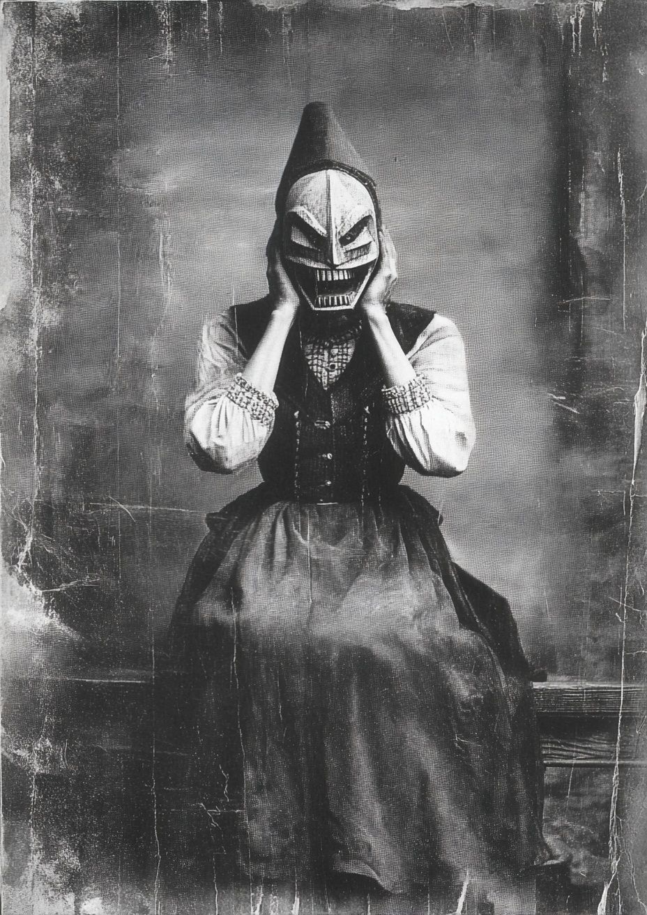 Masked Figure Vintage Fashion Poster. poster — vintage art