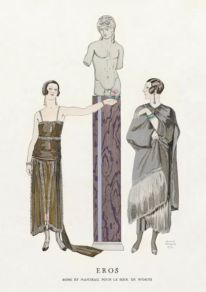 Eros. Robe et manteau pour. poster — vintage art