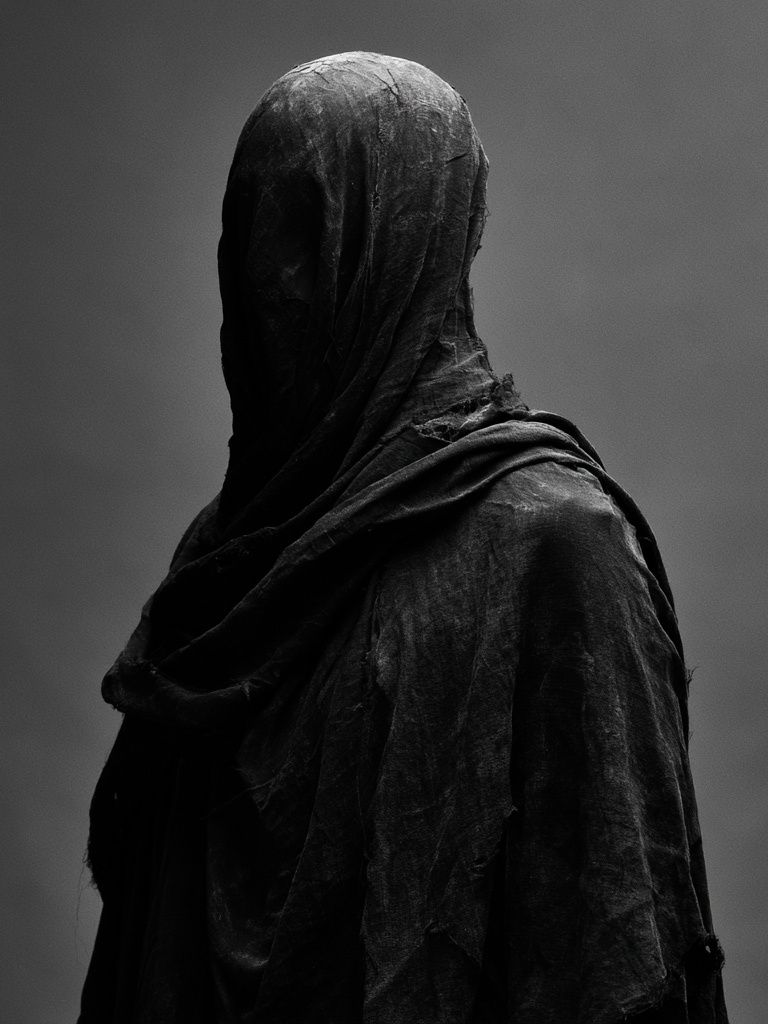 Veiled Figure Black-White Poster. poster detail