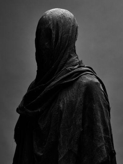 Veiled Figure Black-White Poster.