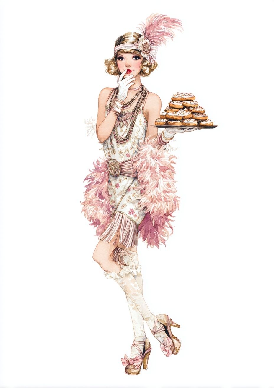 1920s Flapper with Cookies — Vintage Print. poster — vintage art