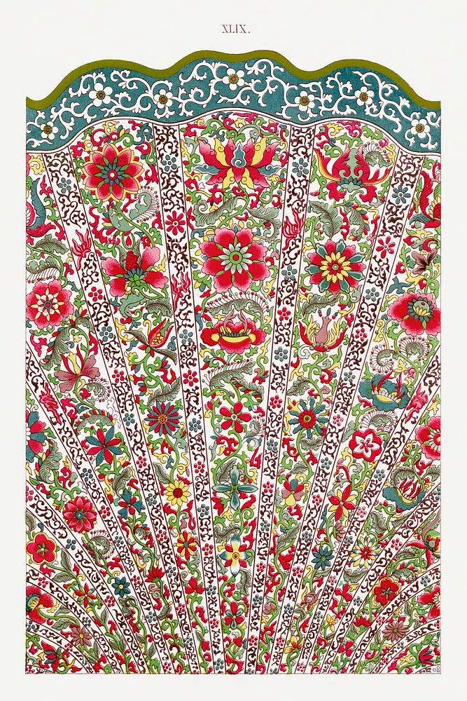 Floral Fan Design — Vintage Print. poster — vintage art