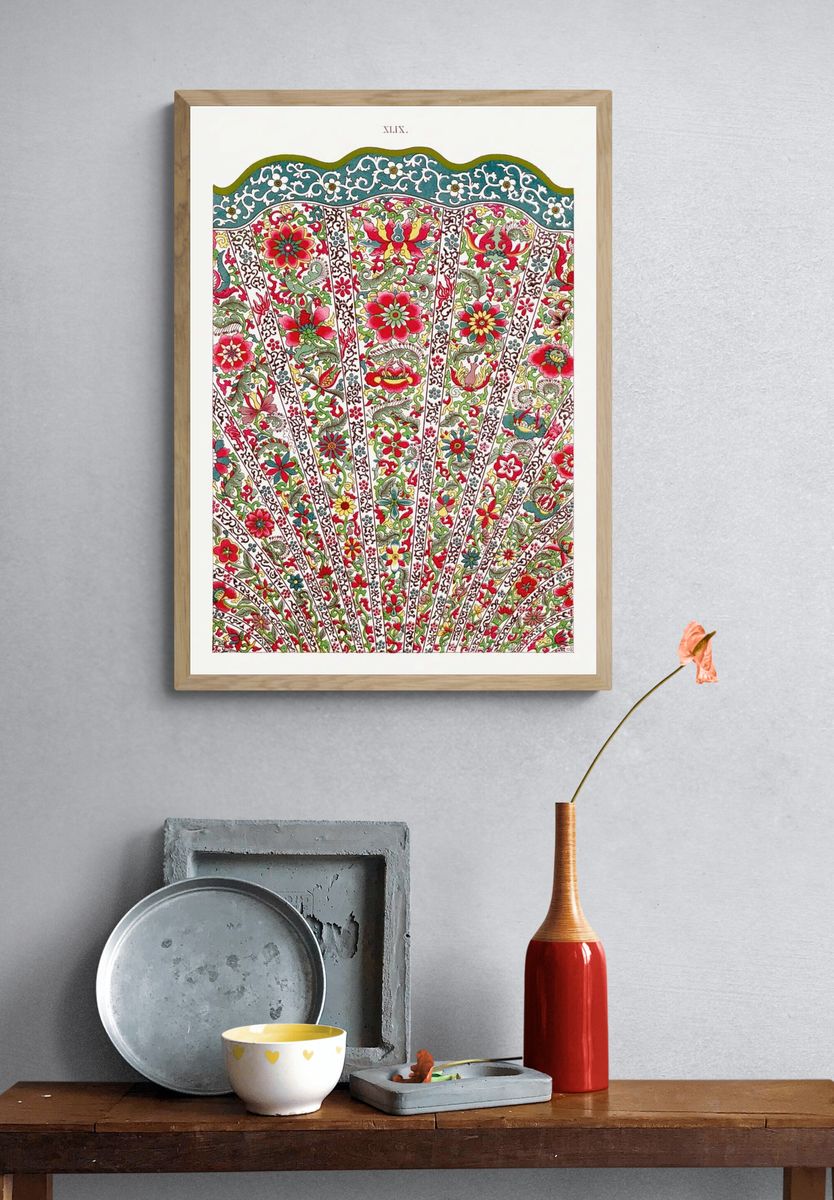 Floral Fan Design — Vintage Print. — room view 3