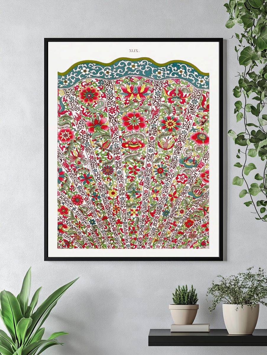 Floral Fan Design — Vintage Print. — room view 4