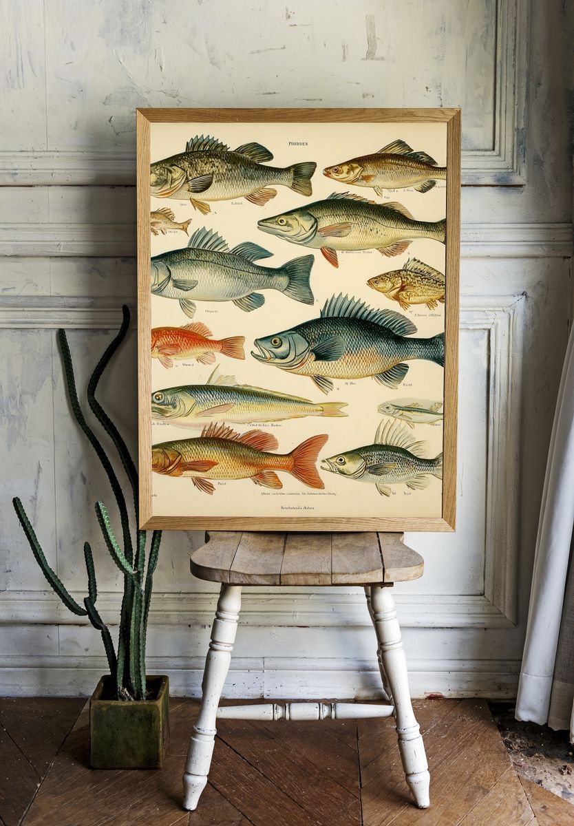 Vintage Fish Illustration Poster. room preview