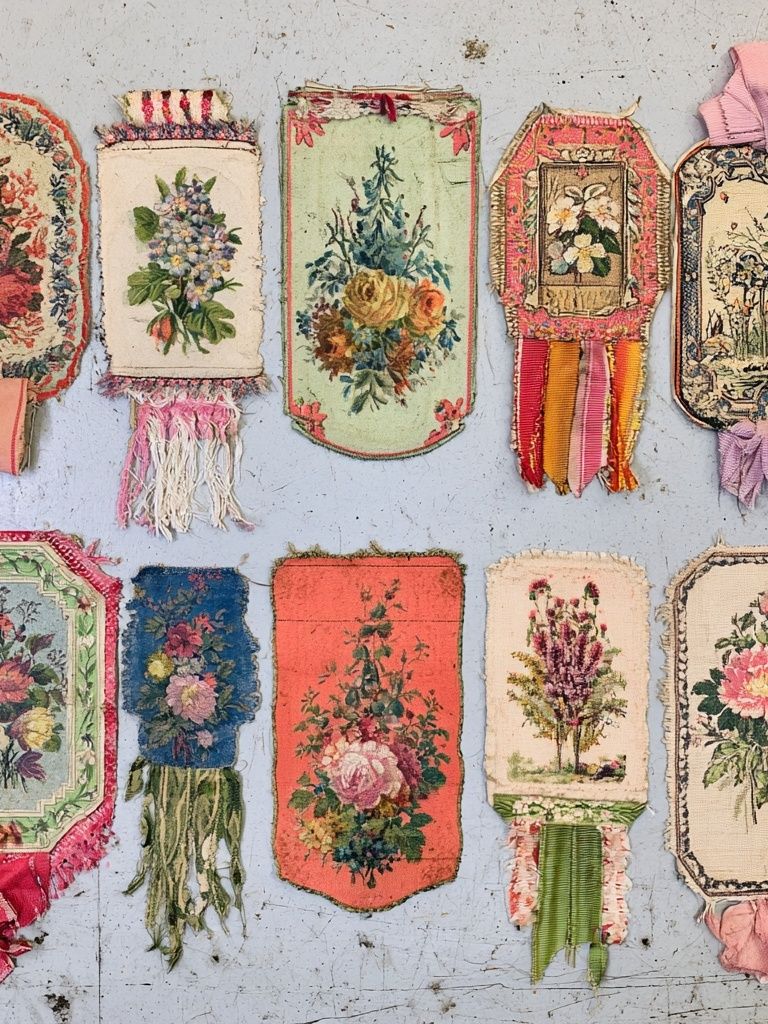 Vintage Floral Textile Tags Poster. poster — vintage art