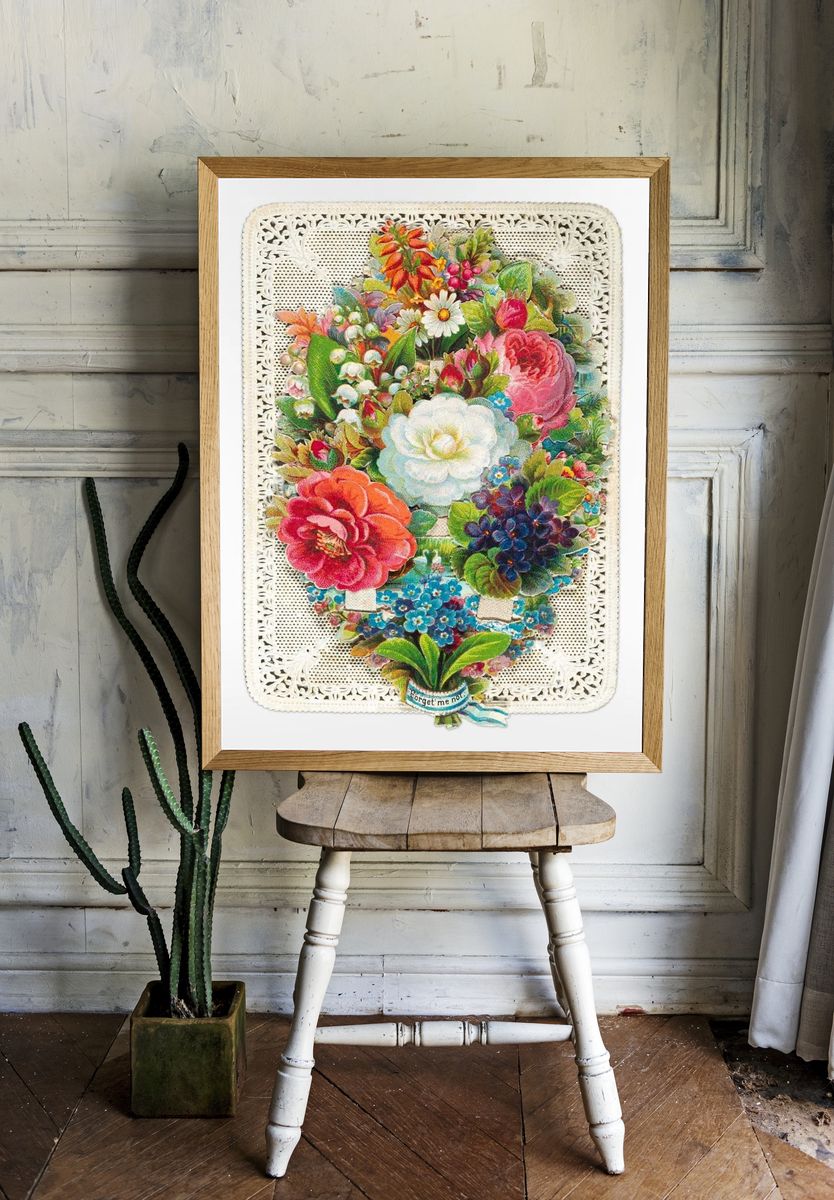 Vintage Floral Bouquet Collage Poster room preview