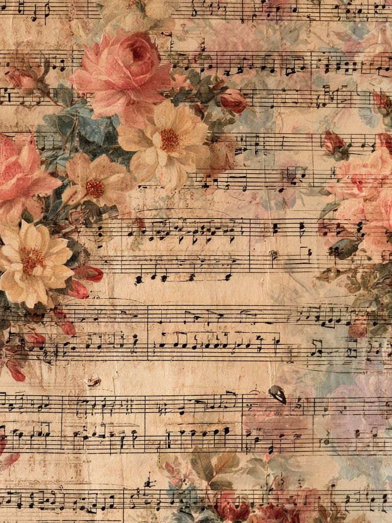 Vintage Floral Sheet Music Poster. poster detail