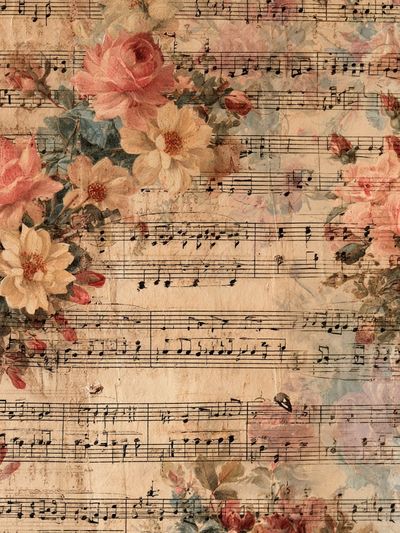 Vintage Floral Sheet Music Poster. poster