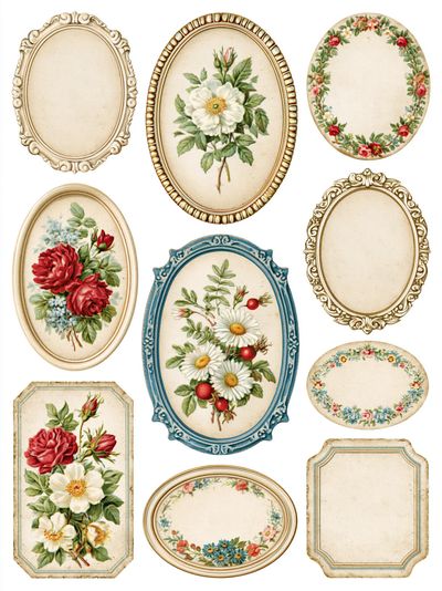 Vintage Floral Label Collage Poster. poster