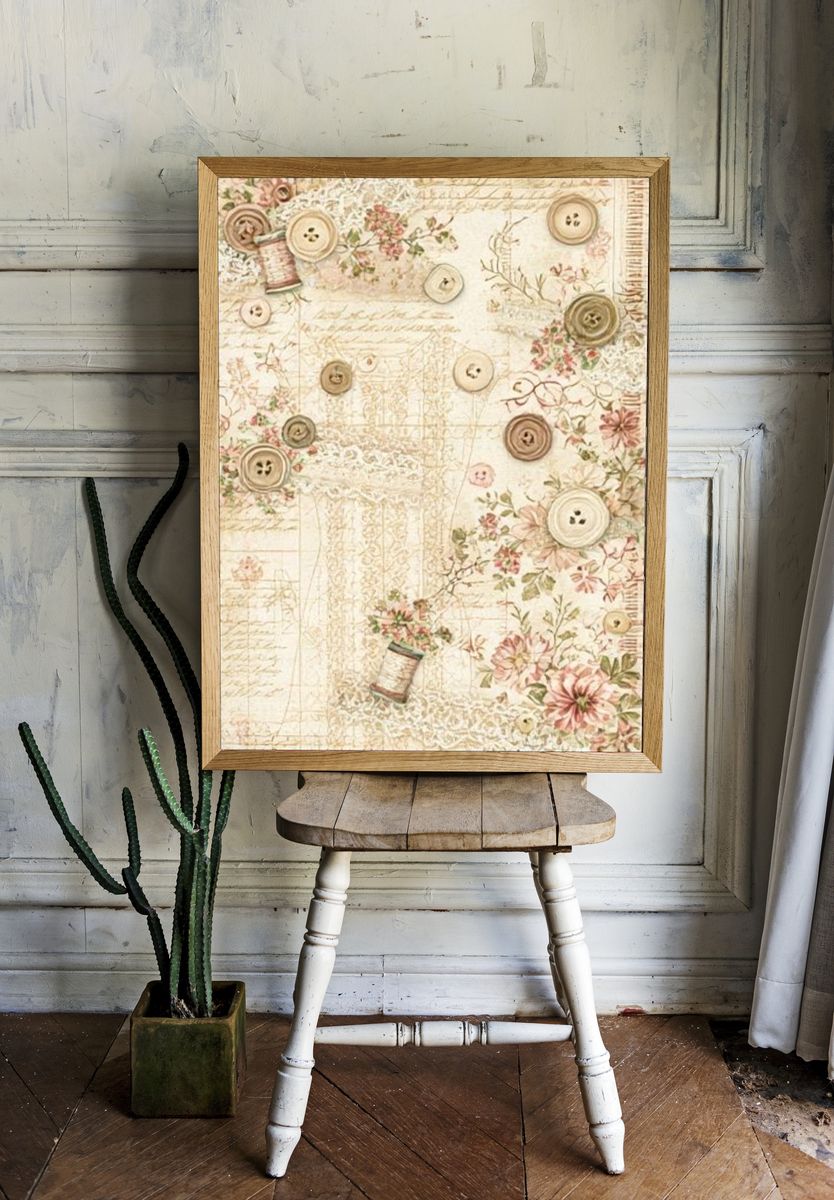 Vintage Floral Buttons Poster. room preview