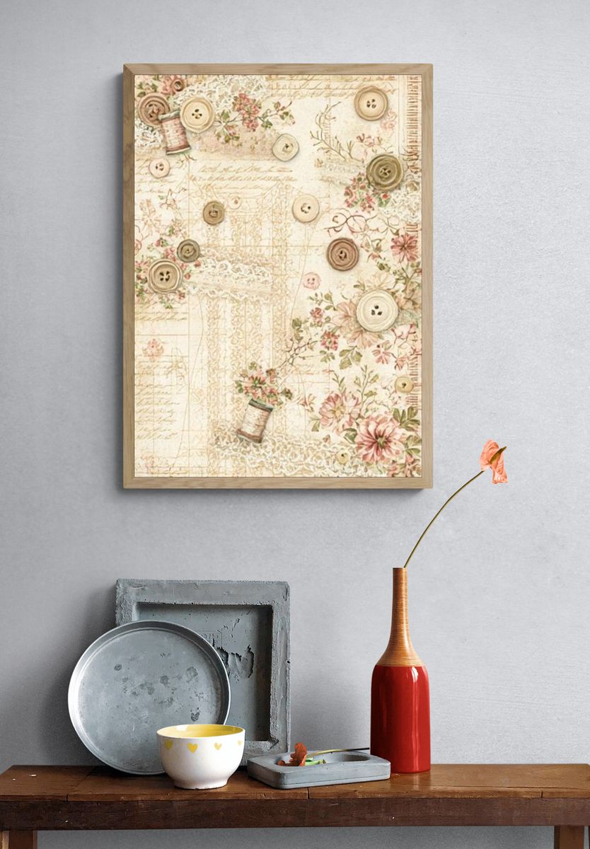 Vintage Floral Buttons Poster. — room view 3