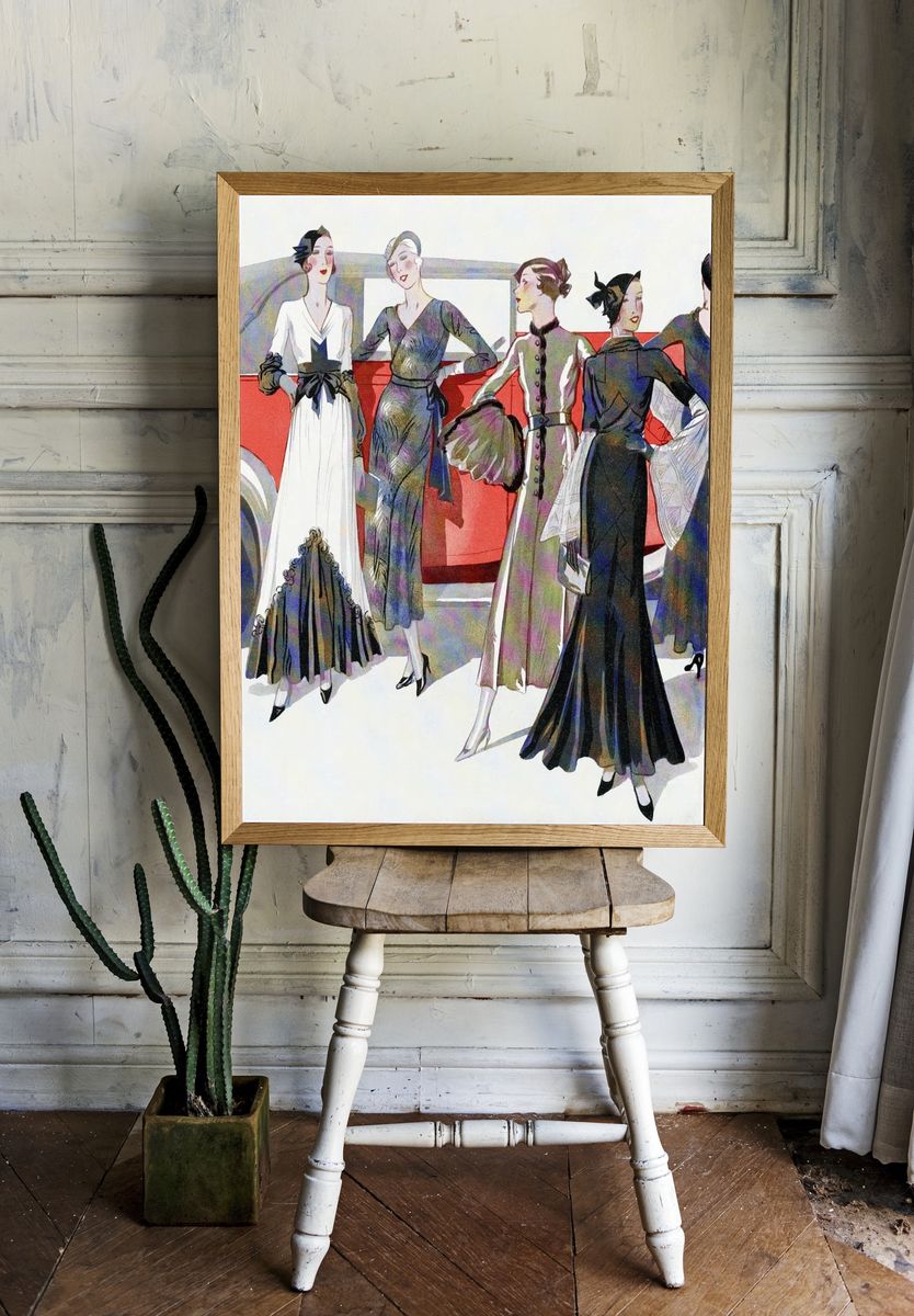 Vintage Fashion Illustration Poster. — room view 1