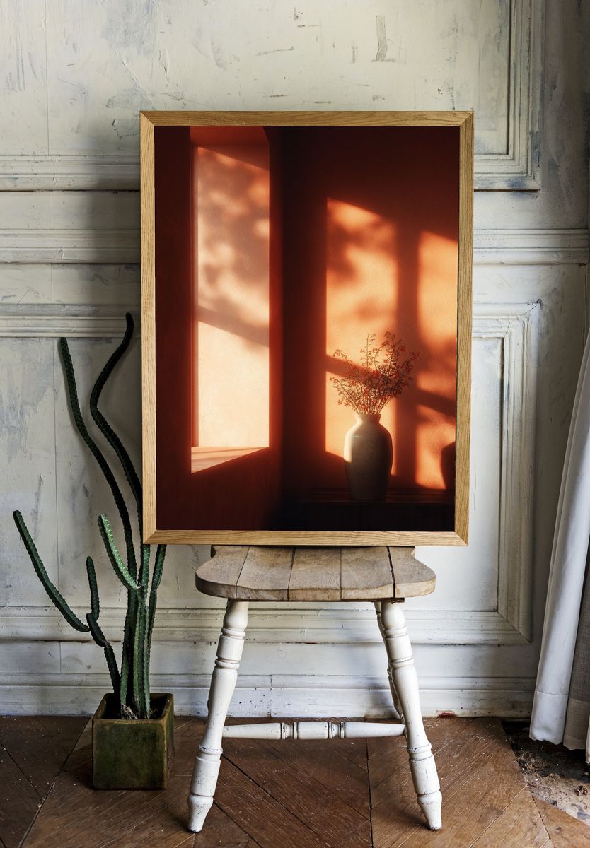 Vase with Flowers — Minimalist Print. — room view 1
