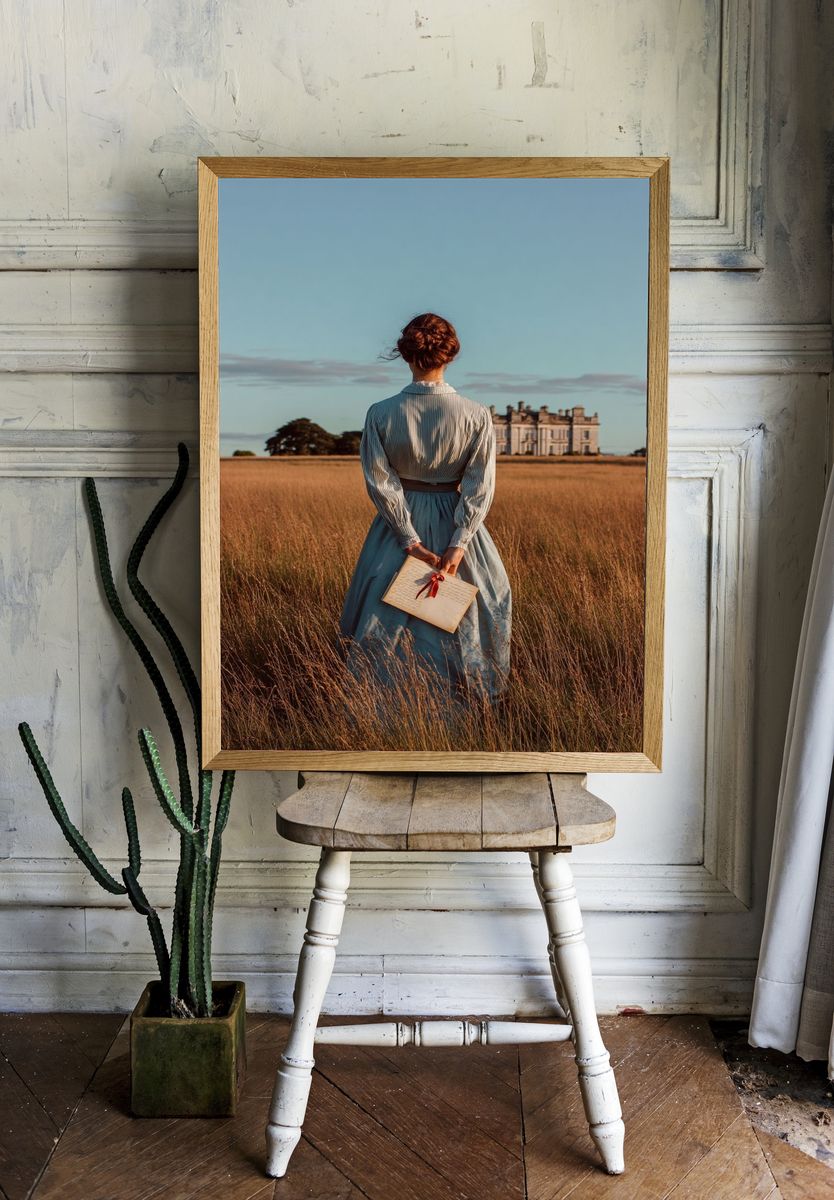 Woman in Field — Vintage Print. room preview