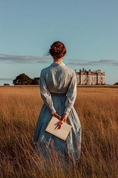 Woman in Field — Vintage Print.