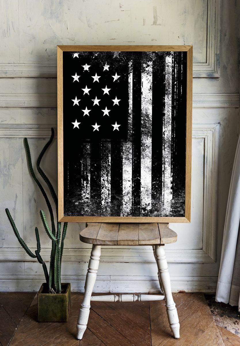 Distressed American Flag Poster. — room view 1
