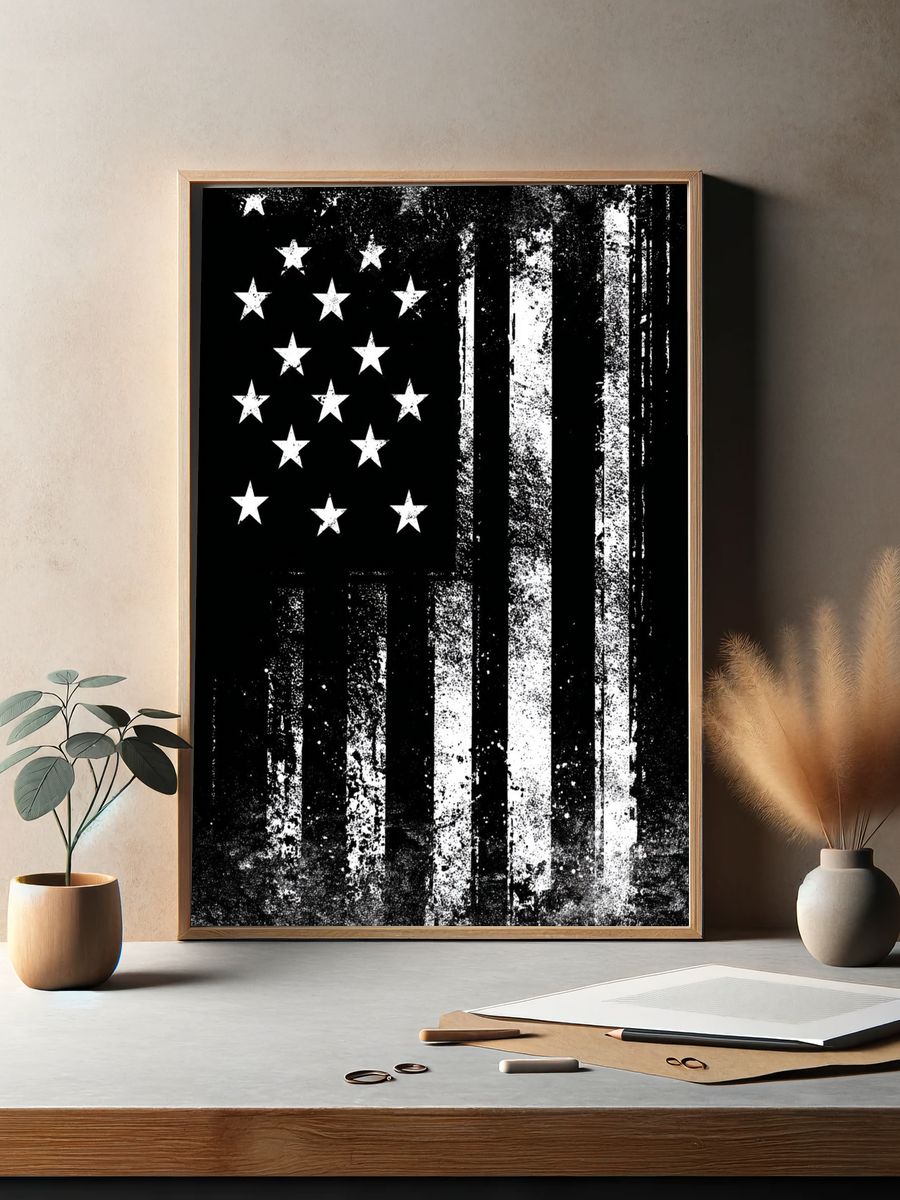 Distressed American Flag Poster. — room view 2