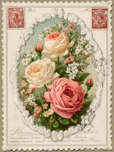 Vintage Floral Roses Poster.