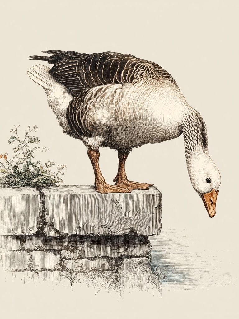 Curious Goose — Vintage Print. poster detail
